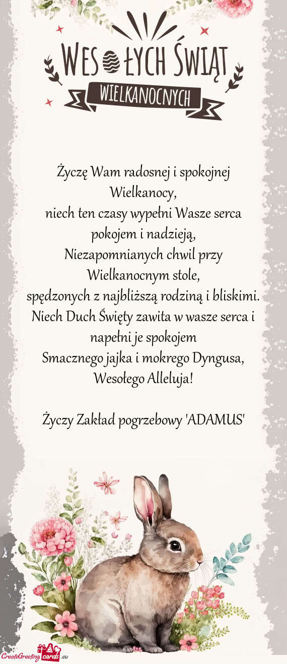 Wesołego Alleluja! Zakład pogrzebowy "ADAMUS"