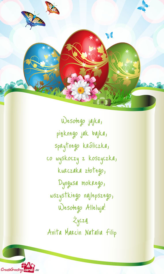 Wesołego Alleluja! Życzą Anita Marcin Natalia Filip