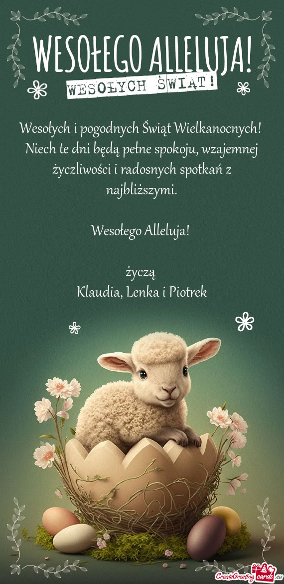 Wesołego Alleluja!  życzą Klaudia