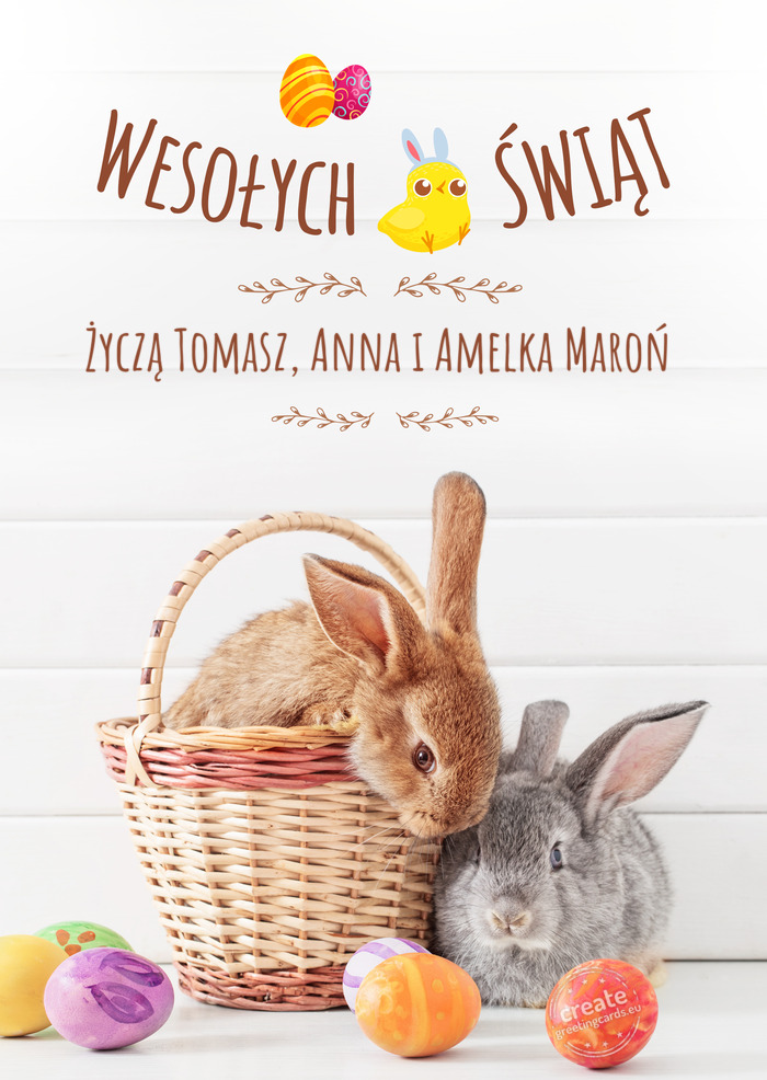 Wesołej Wielkanocy Życzą Tomasz, Anna i Amelka Maroń