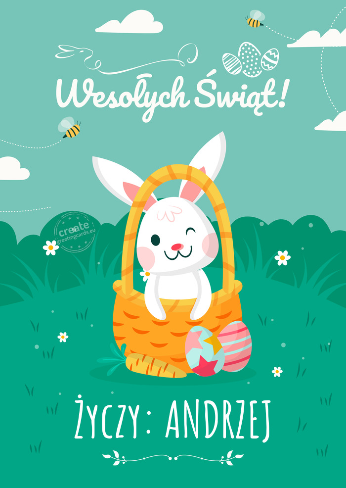 Wesoły zajączek wielkanocny składa Ci Życzy: ANDRZEJ życzenia