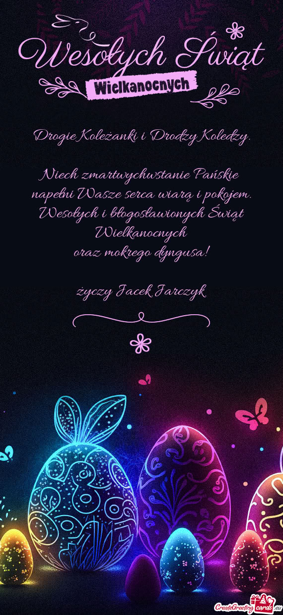 Wesołych i błogosławionych Świąt Wielkanocnych oraz mokrego dyngusa! Jacek Jarczyk