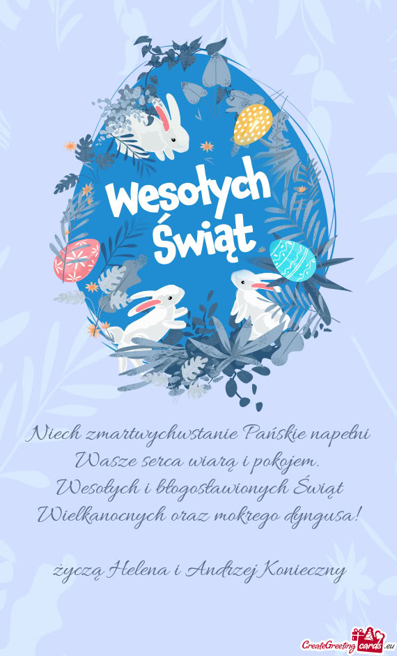 Wesołych i błogosławionych Świąt Wielkanocnych oraz mokrego dyngusa! życzą Helena i And