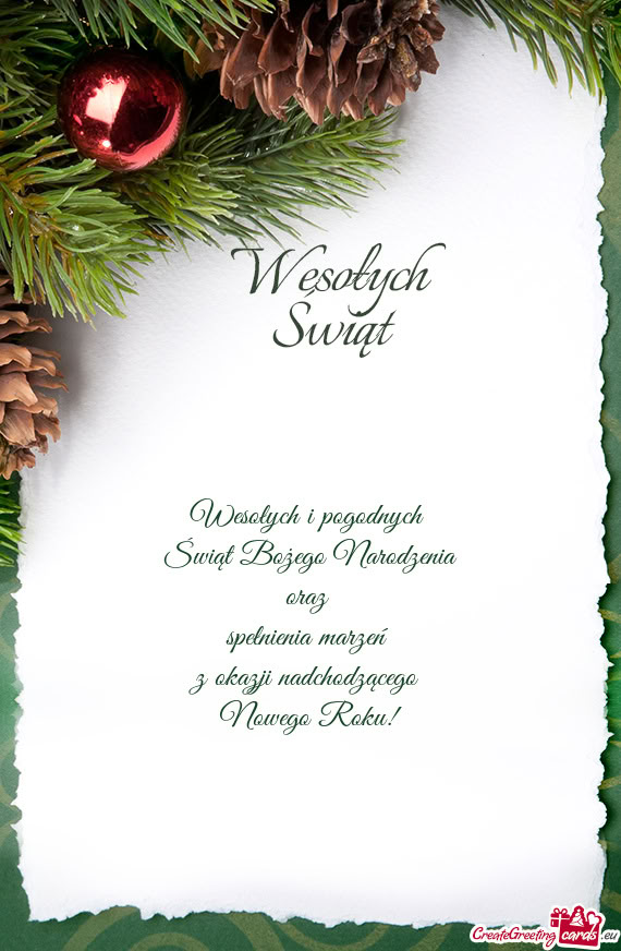 Wesołych i pogodnych Świąt Bożego Narodzenia oraz spełnienia marzeń z okazji nadchodzą