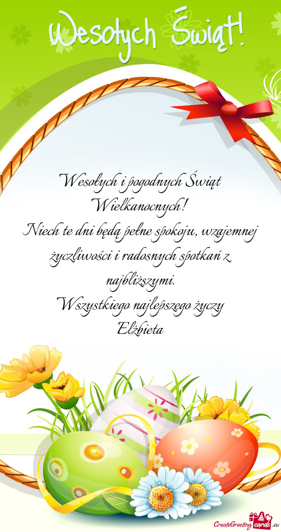 Wesołych i pogodnych Świąt Wielkanocnych! Niech te dni będą pełne spokoju