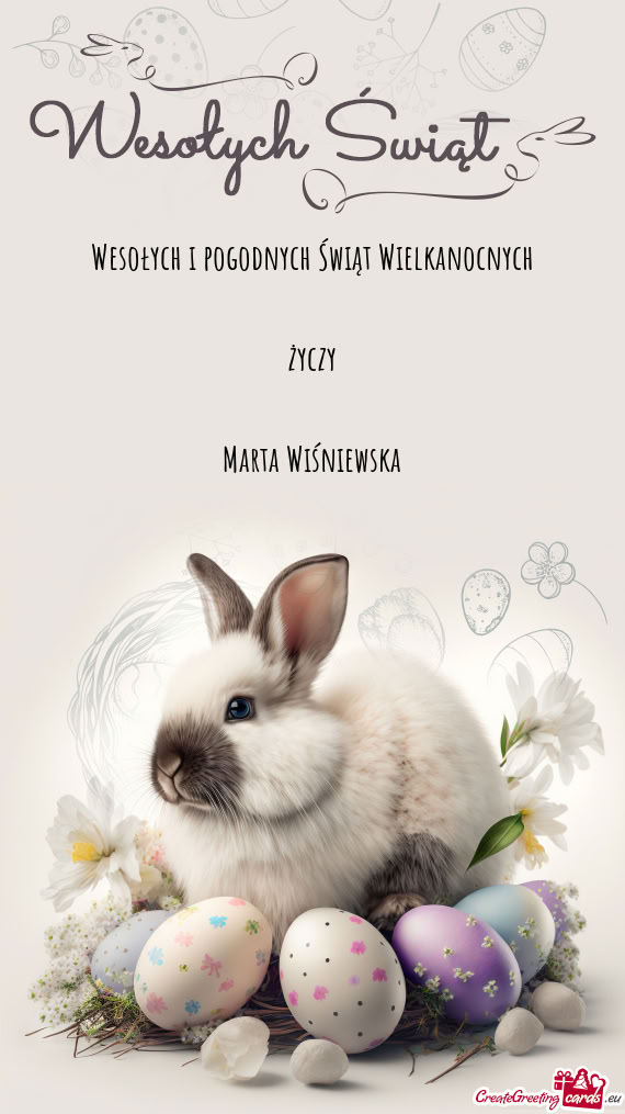 Wesołych i pogodnych Świąt Wielkanocnych życzy Marta Wiśniewska