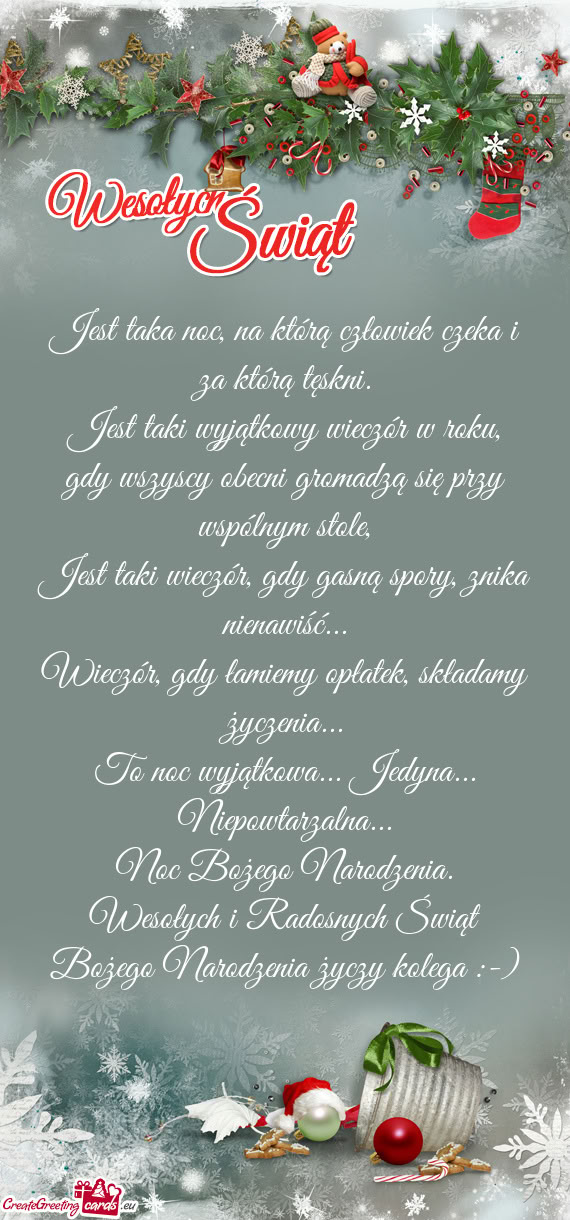 Wesołych i Radosnych Świąt Bożego Narodzenia kolega