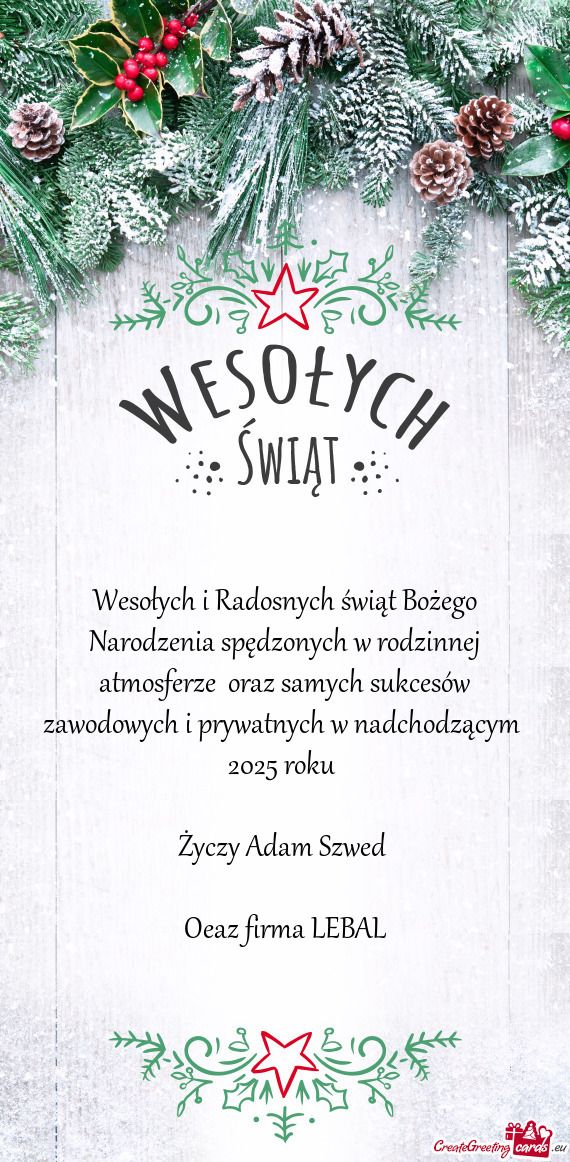 Wesołych i Radosnych świąt Bożego Narodzenia spędzonych w rodzinnej atmosferze oraz samych suk