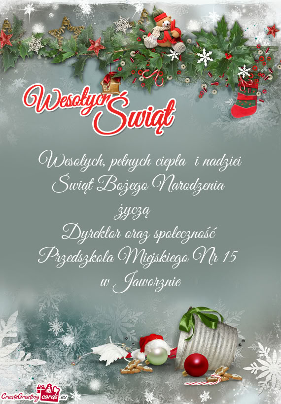Wesołych, pełnych ciepła  i nadziei Świąt Bożego Narodzenia   życzą