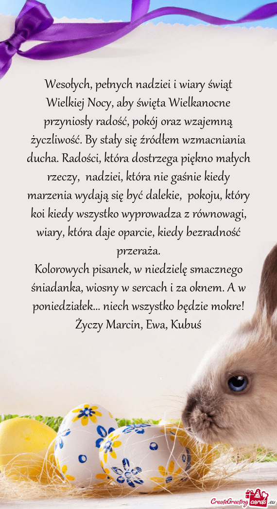 Wesołych, pełnych nadziei i wiary świąt Wielkiej Nocy, aby święta Wielkanocne przyniosły rado