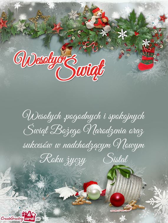 Wesołych ,pogodnych i spokojnych Świąt Bożego Narodzenia oraz sukcesów w nadchodzącym Nowym Ro