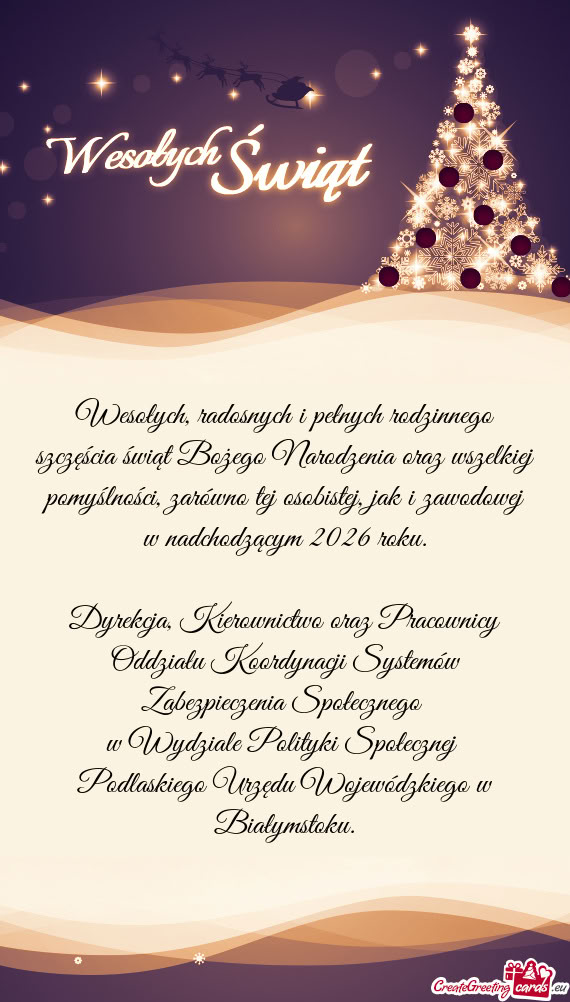 Wesołych, radosnych i pełnych rodzinnego szczęścia świąt Bożego Narodzenia oraz wszelkiej pom