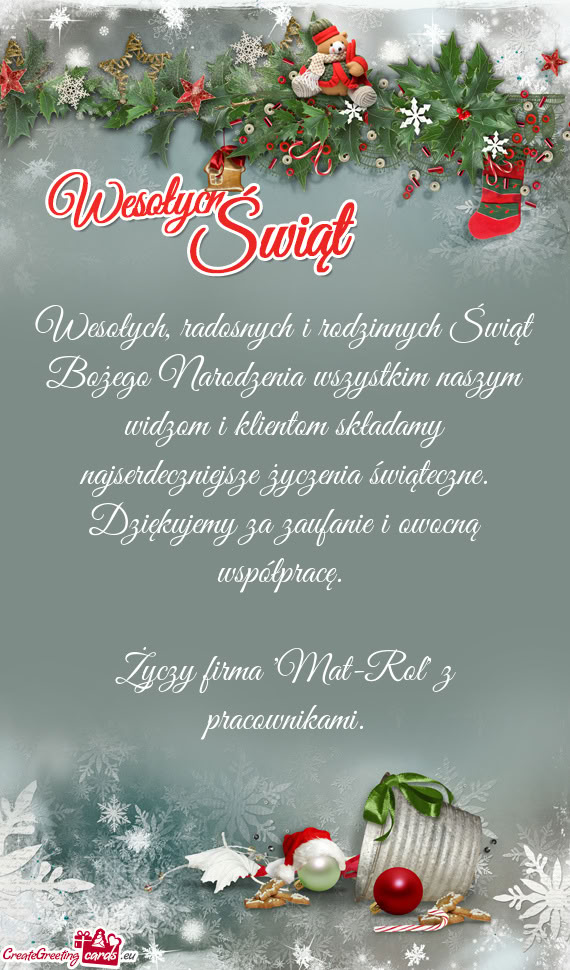 Wesołych, radosnych i rodzinnych Świąt Bożego Narodzenia wszystkim naszym widzom i klientom skł