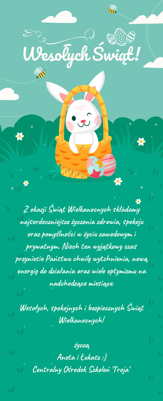 Wesołych, spokojnych i bezpiecznych Świąt Wielkanocnych