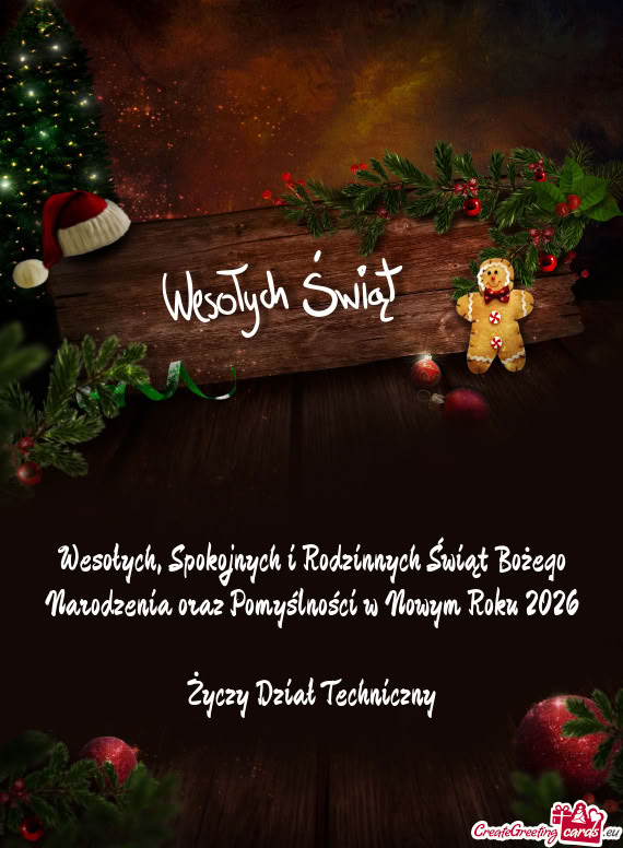 Wesołych, Spokojnych i Rodzinnych Świąt Bożego Narodzenia oraz Pomyślności w Nowym Roku 2026
