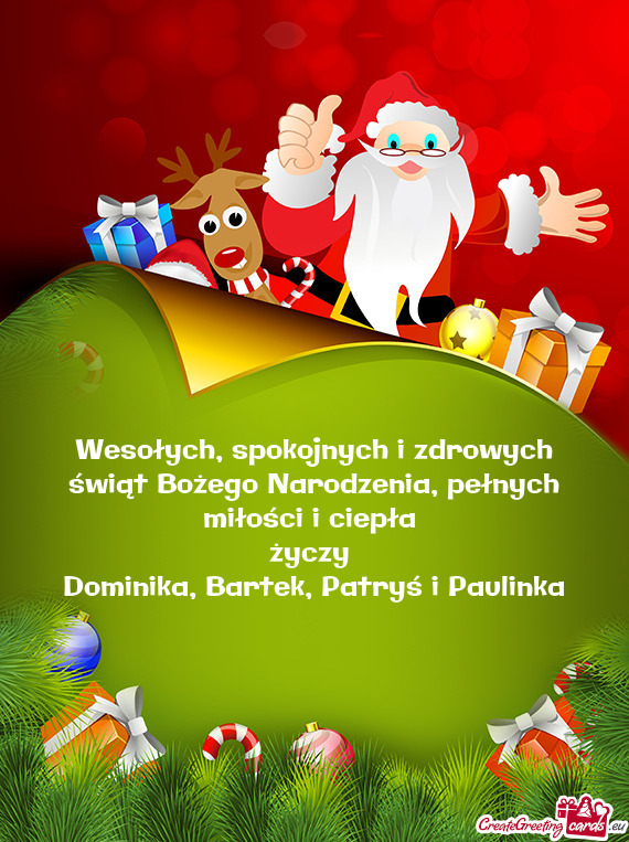 Wesołych, spokojnych i zdrowych świąt Bożego Narodzenia, pełnych miłości i ciepła