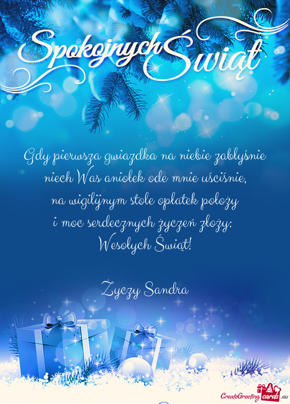 Wesołych Świąt!
 
 Życzy Sandra