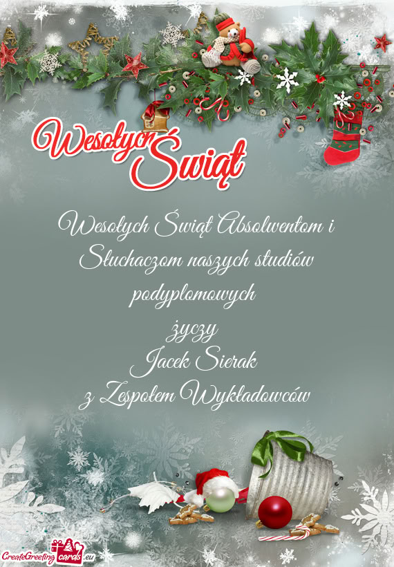 Wesołych Świąt Absolwentom i Słuchaczom naszych studiów podyplomowych