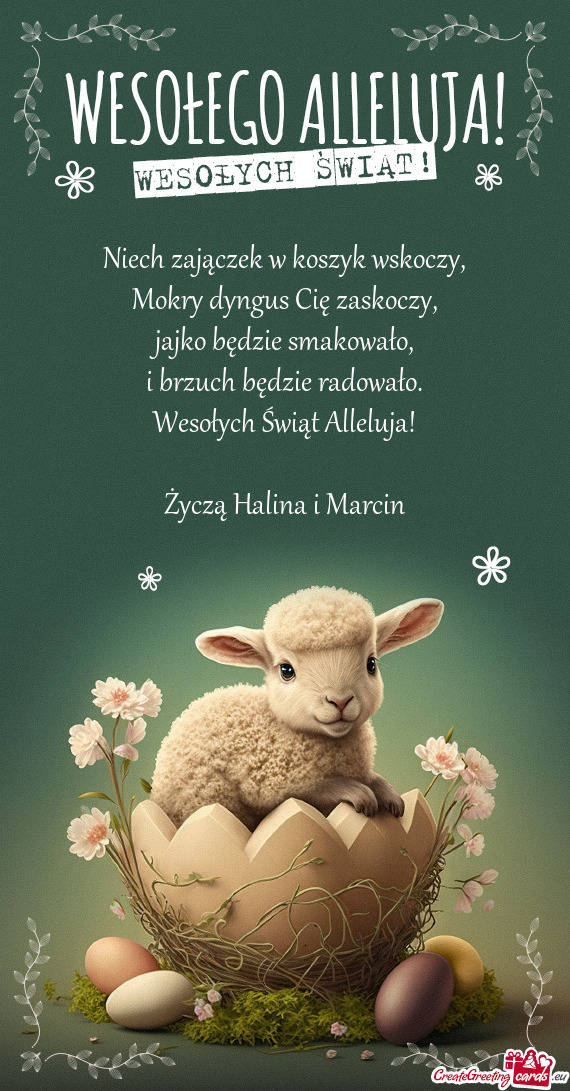 Wesołych Świąt Alleluja! Życzą Halina i Marcin