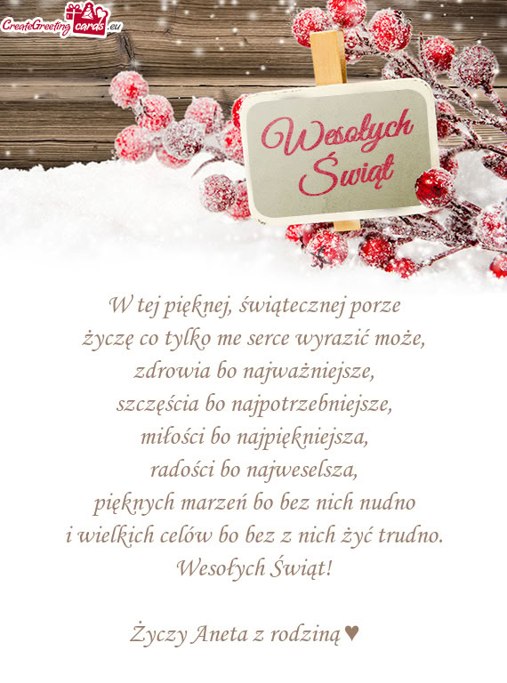 Wesołych Świąt! Aneta z rodziną ♥️