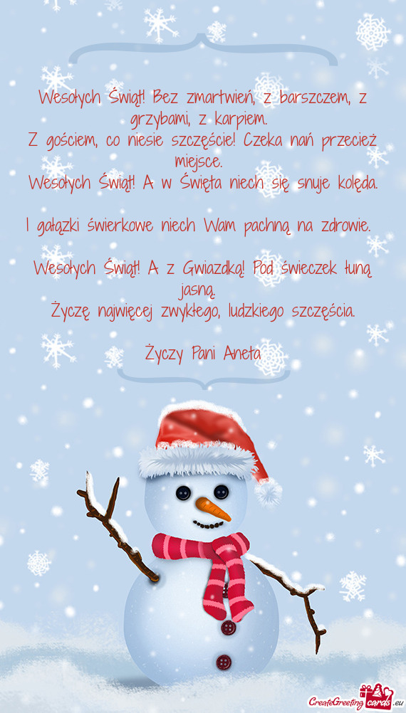Wesołych Świąt! Bez zmartwień, z barszczem, z grzybami, z karpiem.   Z