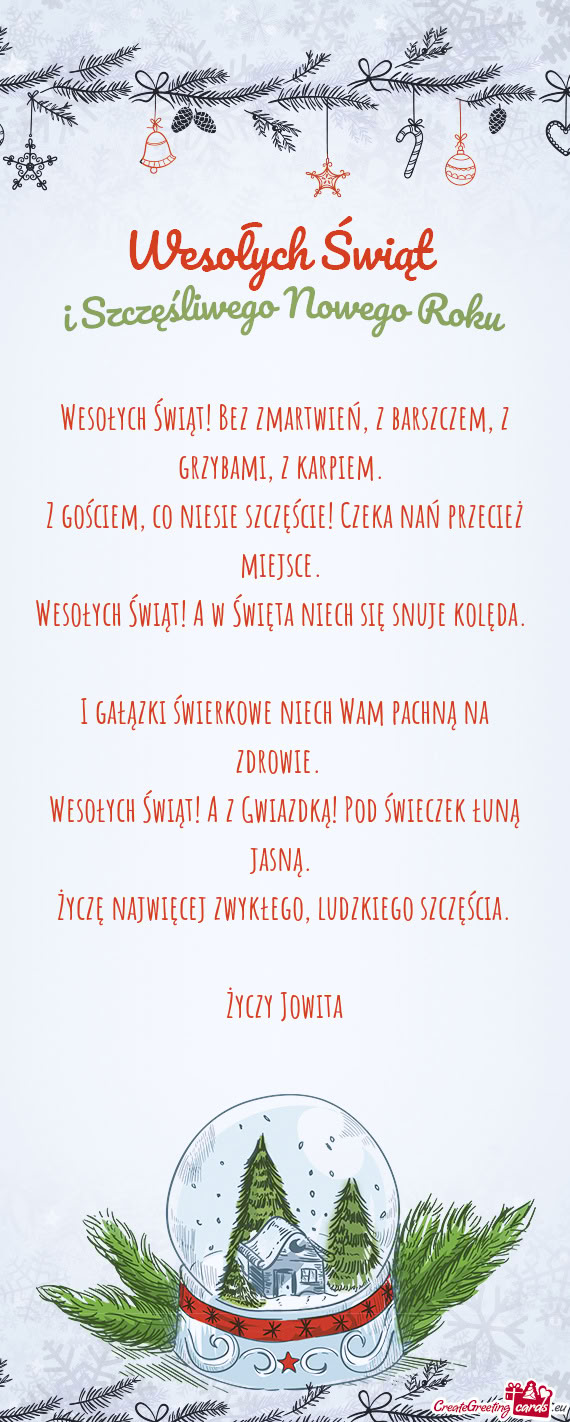 Wesołych Świąt! Bez zmartwień, z barszczem, z grzybami, z karpiem.   Z