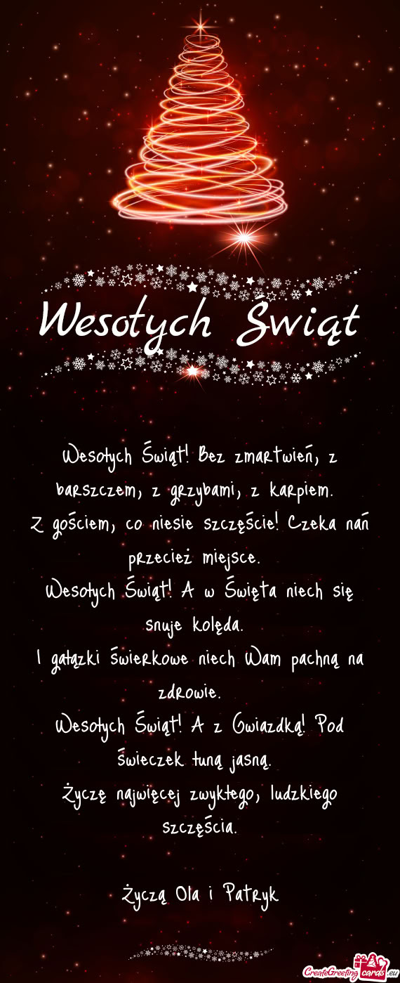 Wesołych Świąt! Bez zmartwień, z barszczem, z grzybami, z karpiem.   Z