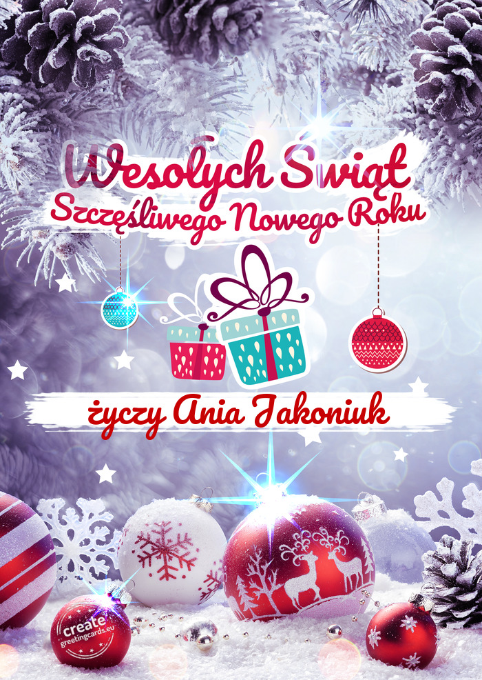 Wesołych Świąt Bożego narodzenia Ania Jakoniuk