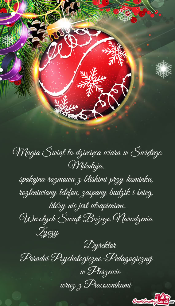 Wesołych Świąt Bożego Narodzenia           Dyrektor P