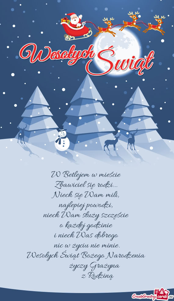 Wesołych Świąt Bożego Narodzenia   Grażyna    z Rodziną