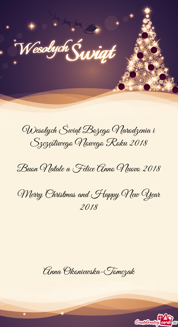 Wesołych Świąt Bożego Narodzenia i Szczęśliwego Nowego Roku 2018