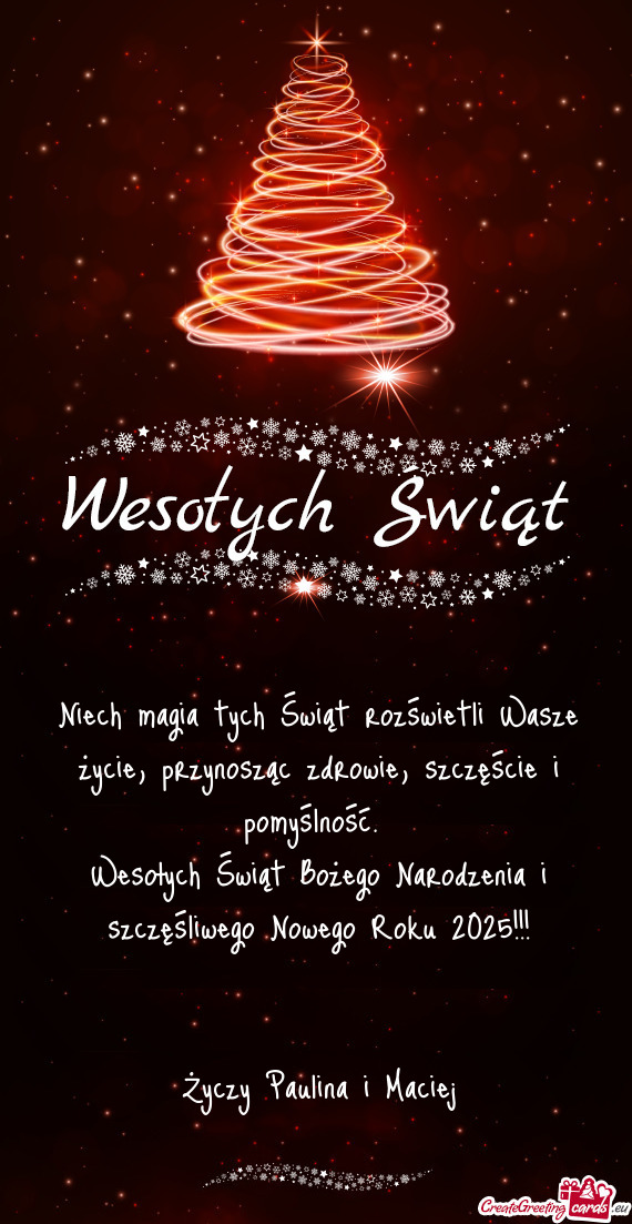 Wesołych Świąt Bożego Narodzenia i szczęśliwego Nowego Roku 2025