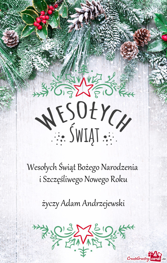 Wesołych Świąt Bożego Narodzenia i Szczęśliwego Nowego Roku Adam Andrzejewski