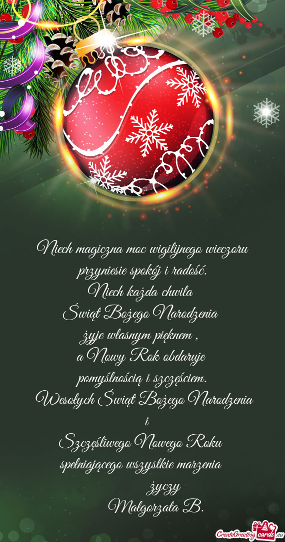 Wesołych Świąt Bożego Narodzenia i Szczęśliwego Nowego Roku spełniającego wszystkie