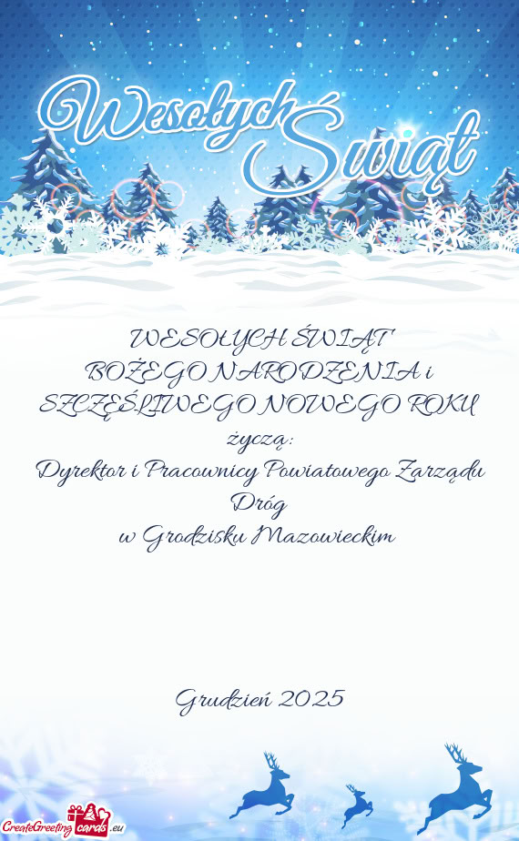 WESOŁYCH ŚWIĄT BOŻEGO NARODZENIA i SZCZĘŚLIWEGO NOWEGO ROKU życzą
