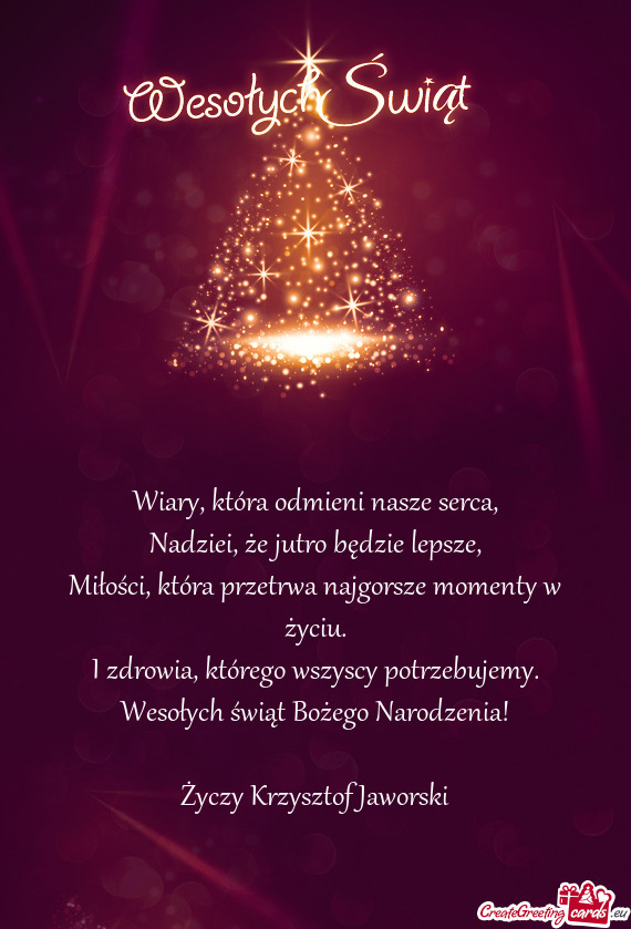 Wesołych świąt Bożego Narodzenia! Krzysztof Jaworski