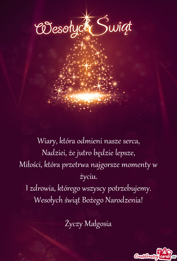 Wesołych świąt Bożego Narodzenia! Małgosia