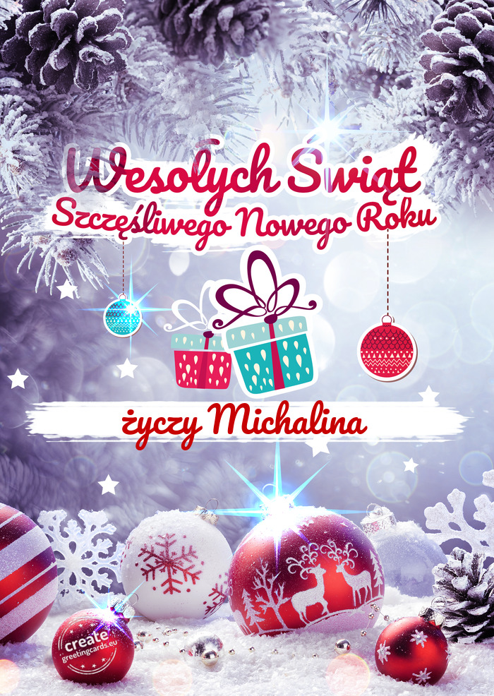 Wesołych Świąt Bożego narodzenia Michalina