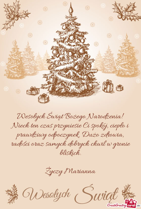 Wesołych Świąt Bożego Narodzenia! Niech ten czas przyniesie Ci spokój, ciepło i prawdziwy odpo