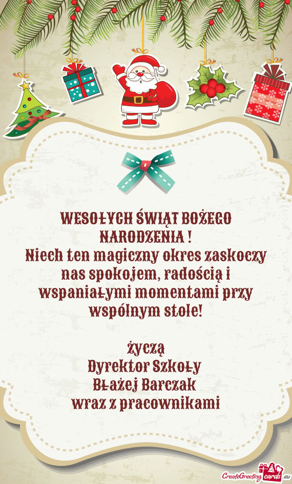WESOŁYCH ŚWIĄT BOŻEGO NARODZENIA ! Niech ten magiczny okres zaskoczy nas spokojem