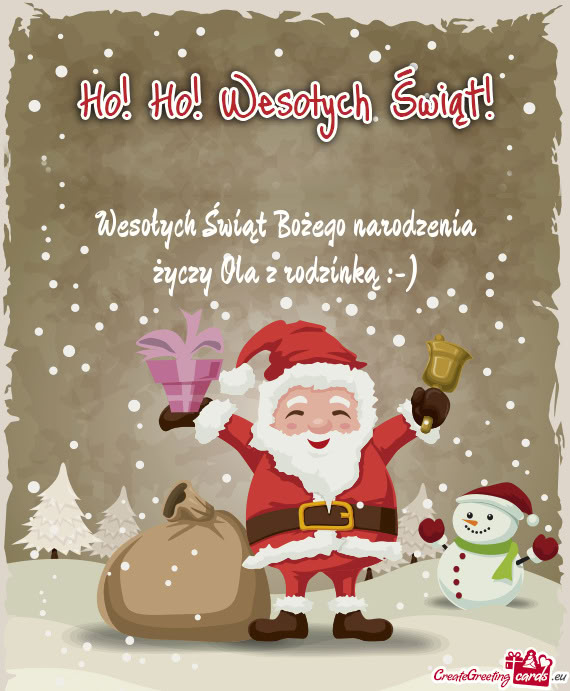 Wesołych Świąt Bożego narodzenia Ola z rodzinką :-)