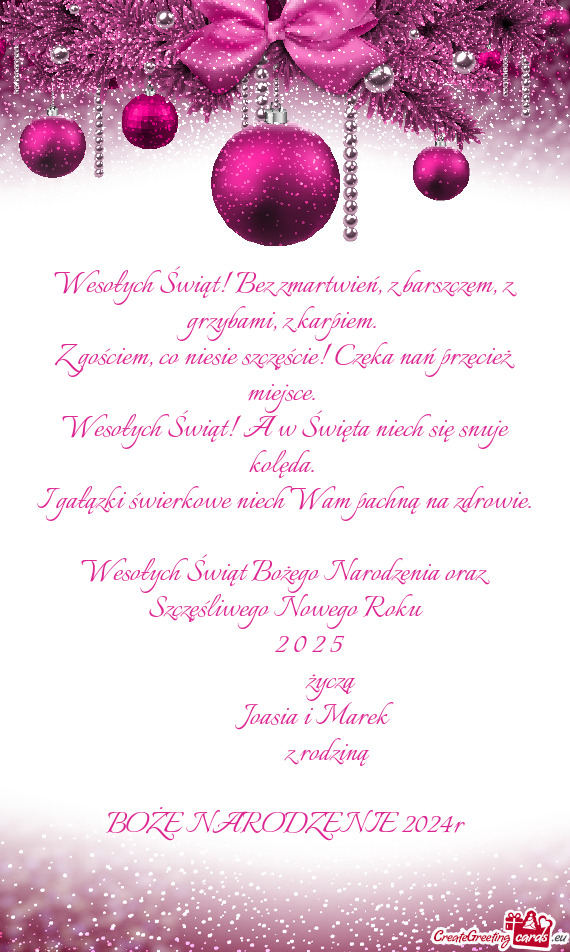 Wesołych Świąt Bożego Narodzenia oraz Szczęśliwego Nowego Roku   2 0 2 5