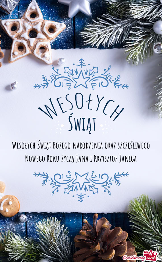 Wesołych Świąt Bożego narodzenia oraz szczęśliwego Nowego Roku życzą