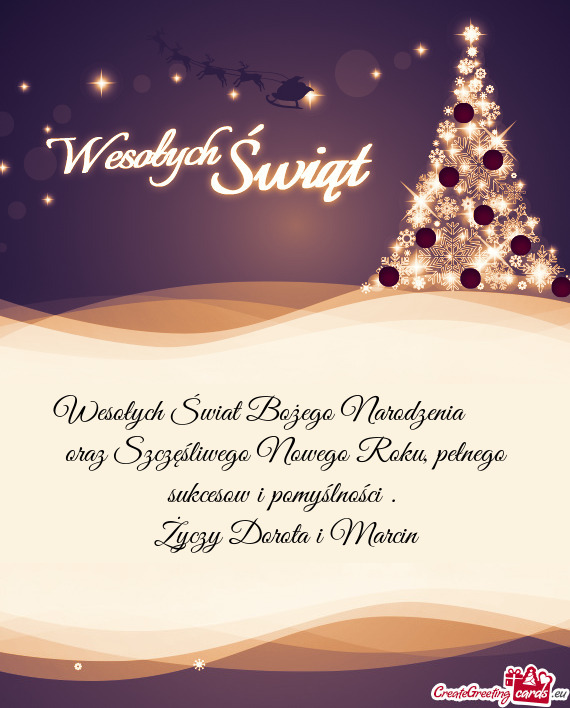 Wesołych Świat Bożego Narodzenia  oraz Szczęśliwego Nowego Roku