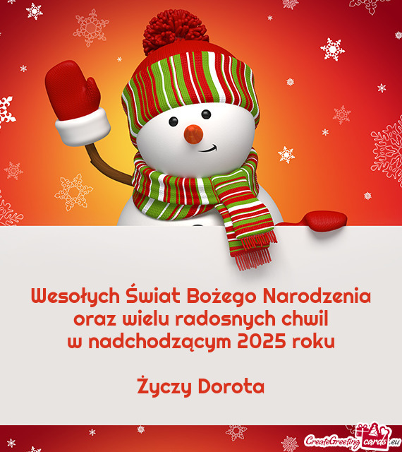 Wesołych Świat Bożego Narodzenia oraz wielu radosnych chwil w nadchodzącym 2025 roku Życzy