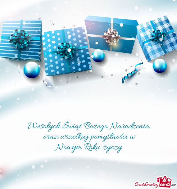 Wesołych Świąt Bożego Narodzenia oraz wszelkiej pomyślności w Nowym Roku życzy