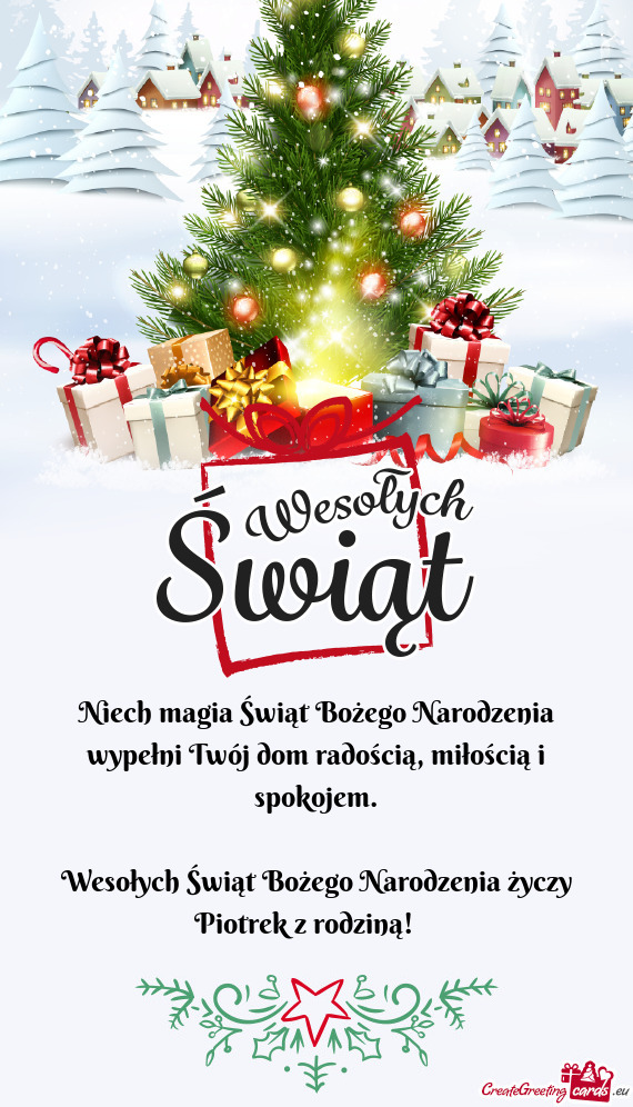 Wesołych Świąt Bożego Narodzenia Piotrek z rodziną! 🎄