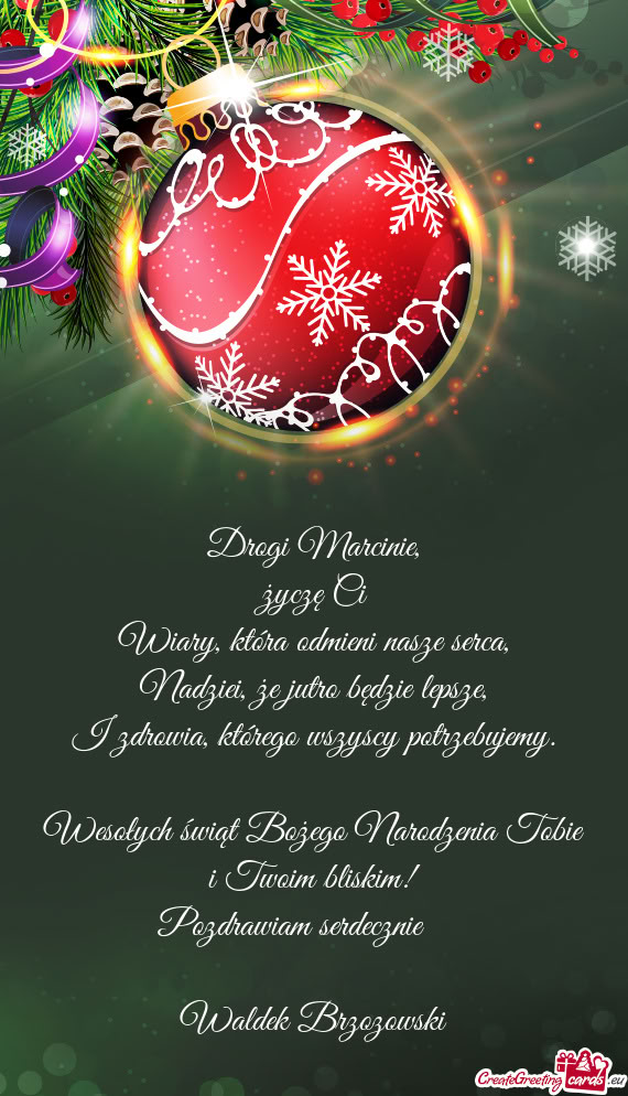 Wesołych świąt Bożego Narodzenia Tobie i Twoim bliskim