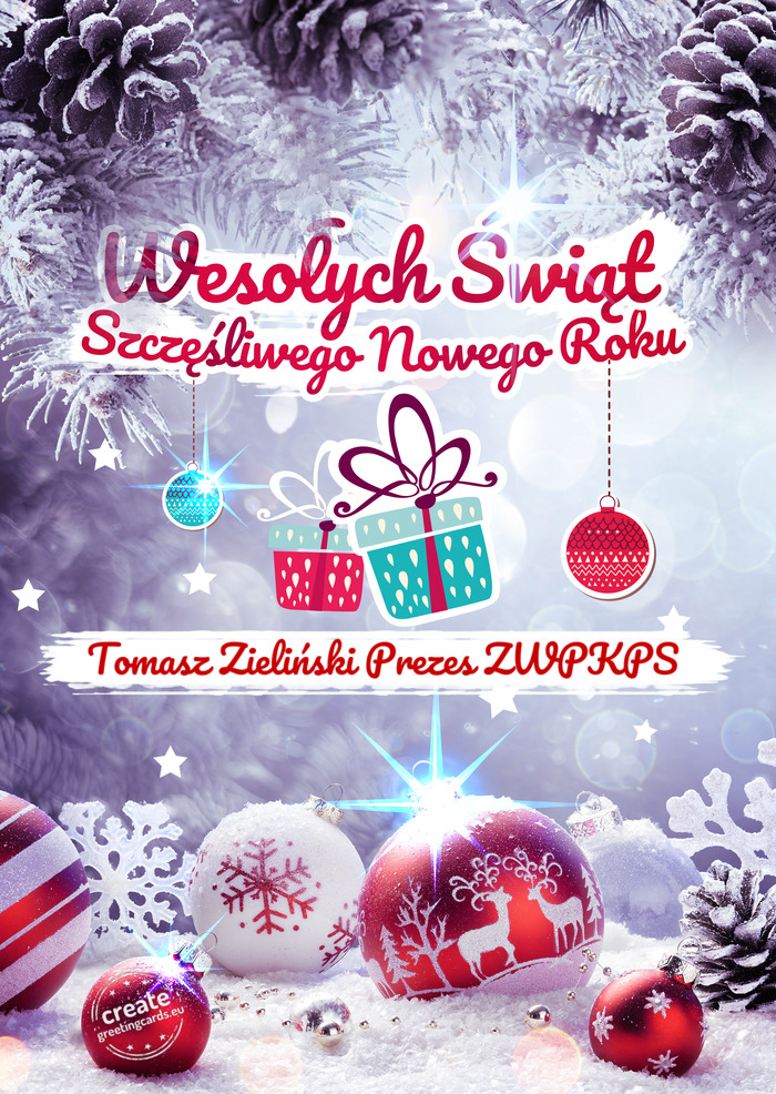 Wesołych Świąt Bożego narodzenia Tomasz Zieliński Prezes ZWPKPS