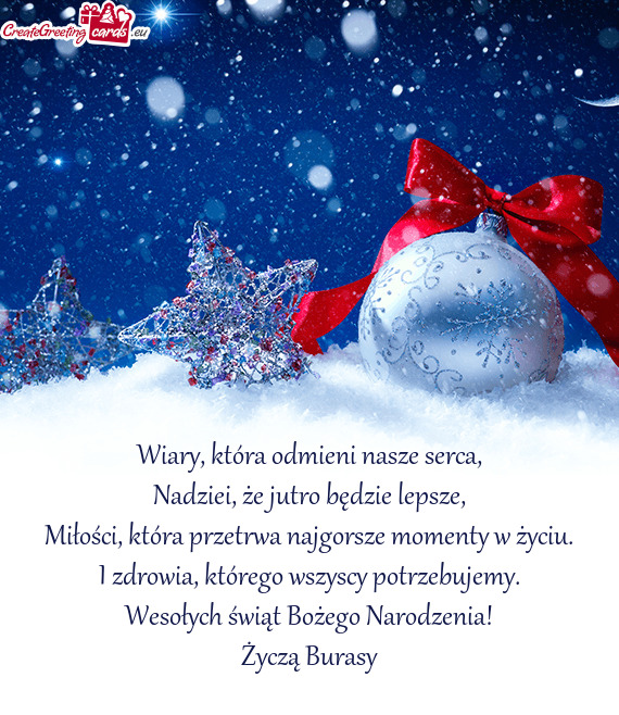 Wesołych świąt Bożego Narodzenia!
 Życzą Burasy